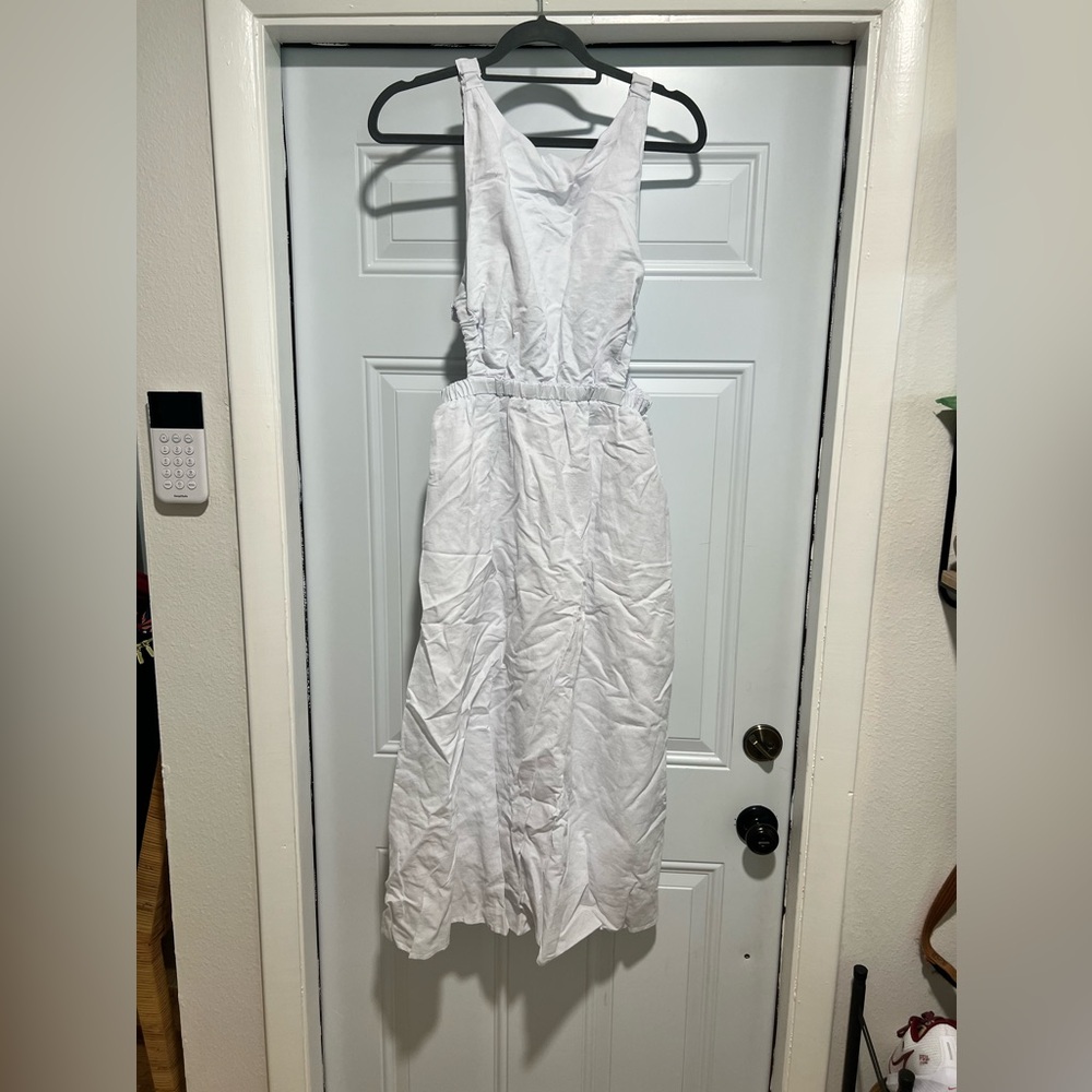 Petal and Pup Linen White Open Back Dress